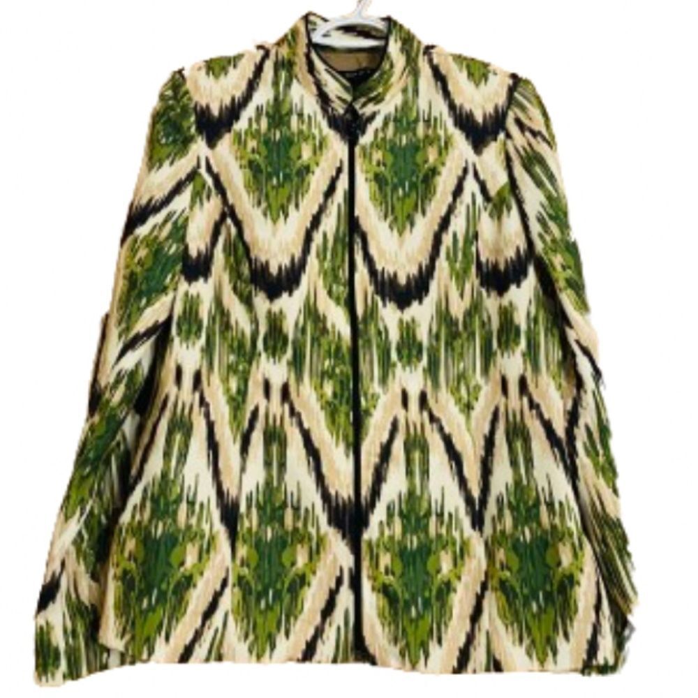 Preston & York Women’s Green Multi Zip Front Blazer Jacket Sz-10